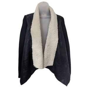 Skies are Blue Faux Suede and Sherpa Drape Front Jacket Sz S